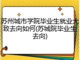 苏州城市学院毕业生就业大致去向如何(苏城院毕业生去向)