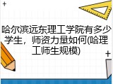 哈尔滨远东理工学院有多少学生，师资力量如何(哈理工师生规模)
