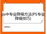 ps中专业降噪方法(PS专业降噪技巧)