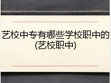 艺校中专有哪些学校职中的(艺校职中)