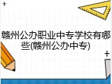 赣州公办职业中专学校有哪些(赣州公办中专)