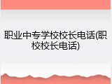 职业中专学校校长电话(职校校长电话)