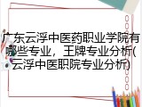 广东云浮中医药职业学院有哪些专业，王牌专业分析(云浮中医职院专业分析)
