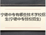宁德中专有哪些技术学校招生(宁德中专技校招生)