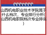 山西机电职业技术学院属于什么档次，专业排行分析(山西机电职院档次专业排名)