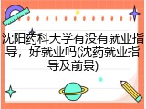沈阳药科大学有没有就业指导，好就业吗(沈药就业指导及前景)