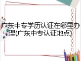 广东中专学历认证在哪里办理(广东中专认证地点)