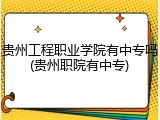贵州工程职业学院有中专吗(贵州职院有中专)