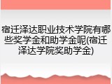 宿迁泽达职业技术学院有哪些奖学金和助学金呢(宿迁泽达学院奖助学金)