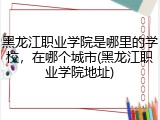 黑龙江职业学院是哪里的学校，在哪个城市(黑龙江职业学院地址)