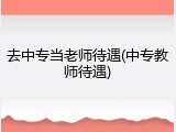 去中专当老师待遇(中专教师待遇)