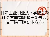 甘肃工业职业技术学院主攻什么方向有哪些王牌专业(甘工院王牌专业方向)