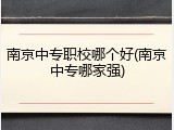 南京中专职校哪个好(南京中专哪家强)