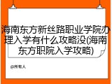 海南东方新丝路职业学院办理入学有什么攻略没(海南东方职院入学攻略)