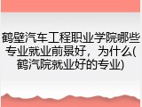 鹤壁汽车工程职业学院哪些专业就业前景好，为什么(鹤汽院就业好的专业)