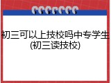 初三可以上技校吗中专学生(初三读技校)