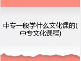 中专一般学什么文化课的(中专文化课程)