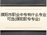 濮阳市职业中专有什么专业可选(濮阳职专专业)