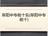 阜阳中专前十名(阜阳中专前十)