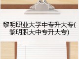 黎明职业大学中专升大专(黎明职大中专升大专)
