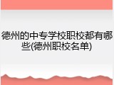 德州的中专学校职校都有哪些(德州职校名单)