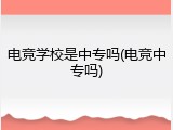 电竞学校是中专吗(电竞中专吗)