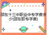 邵东十三中职业中专学费多少(邵东职专学费)