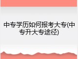 中专学历如何报考大专(中专升大专途径)