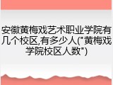 安徽黄梅戏艺术职业学院有几个校区,有多少人("黄梅戏学院校区人数")