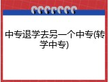 中专退学去另一个中专(转学中专)