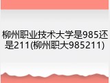 柳州职业技术大学是985还是211(柳州职大985211)