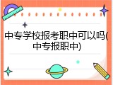中专学校报考职中可以吗(中专报职中)