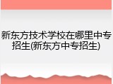 新东方技术学校在哪里中专招生(新东方中专招生)