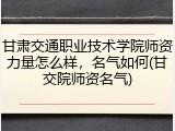 甘肃交通职业技术学院师资力量怎么样，名气如何(甘交院师资名气)