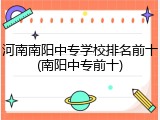河南南阳中专学校排名前十(南阳中专前十)