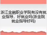 浙江金融职业学院有没有就业指导，好就业吗(浙金院就业指导好吗)