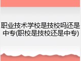 职业技术学校是技校吗还是中专(职校是技校还是中专)