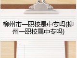 柳州市一职校是中专吗(柳州一职校属中专吗)