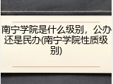 南宁学院是什么级别，公办还是民办(南宁学院性质级别)