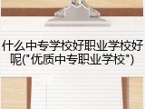 什么中专学校好职业学校好呢("优质中专职业学校")