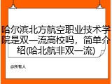 哈尔滨北方航空职业技术学院是双一流高校吗，简单介绍(哈北航非双一流)