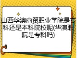 山西华澳商贸职业学院是专科还是本科院校呢(华澳职院是专科吗)