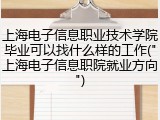 上海电子信息职业技术学院毕业可以找什么样的工作("上海电子信息职院就业方向")