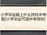 小学毕业能上什么技校中专呢(小学毕业可选中专技校)
