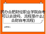 民办合肥财经职业学院自考可以去读吗，流程是什么(合财自考流程)