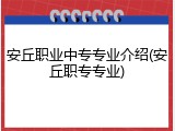 安丘职业中专专业介绍(安丘职专专业)