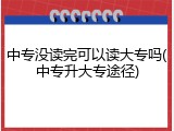 中专没读完可以读大专吗(中专升大专途径)