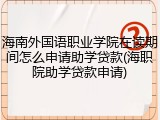 海南外国语职业学院在读期间怎么申请助学贷款(海职院助学贷款申请)