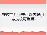 技校当兵中专可以去吗(中专技校可当兵)