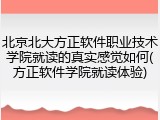 北京北大方正软件职业技术学院就读的真实感觉如何(方正软件学院就读体验)